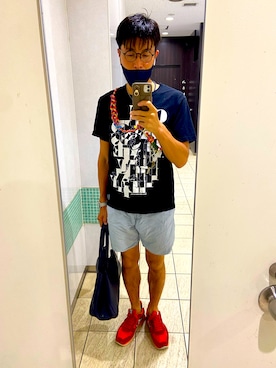 「GIANNI CHIARINI（ジャンニ キアリーニ）のアイテム（トートバッグ）」を使った、ろみひーさん（メンズ・175cm）の夏コーディネート