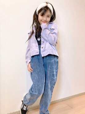 「allolun.（オールオルン）のアイテム（ジャケット/アウター）」を使った、Kaoさん（キッズ・129cm）の秋コーディネート