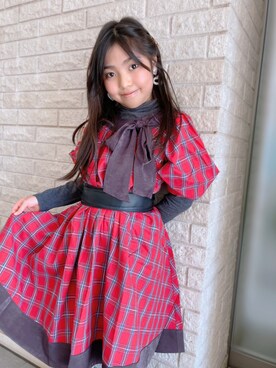 「クリスマスコーデ」｜「アイテム（ワンピース/ドレス）」を使った、Kaoさん（キッズ・129cm）の冬コーディネート