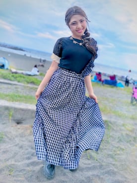 「アイテム（ネックレス）」を使った、Kaoさん（キッズ・148cm・10代）の夏コーディネート