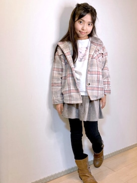 「no brand（ノーブランド）のアイテム（ジャケット/アウター）」を使った、Kaoさん（キッズ・129cm）の秋コーディネート