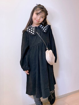 「海外子供服」｜「アイテム（ワンピース/ドレス）」を使った、Kaoさん（キッズ・129cm）の秋コーディネート