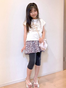 「no brand（ノーブランド）のアイテム（サンダル）」を使った、Kaoさん（キッズ・127cm）の夏コーディネート