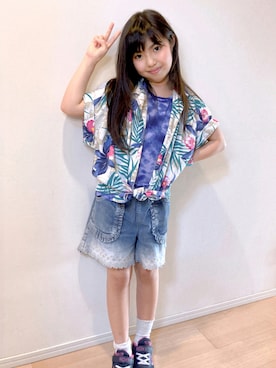 「ROXY（ロキシー）のアイテム」を使った、Kaoさん（キッズ・127cm）の夏コーディネート