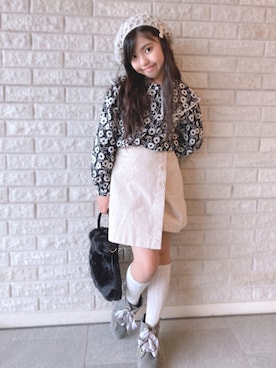 「no brand（ノーブランド）のアイテム（ハンチング/ベレー帽）」を使った、Kaoさん（キッズ・129cm）の秋コーディネート