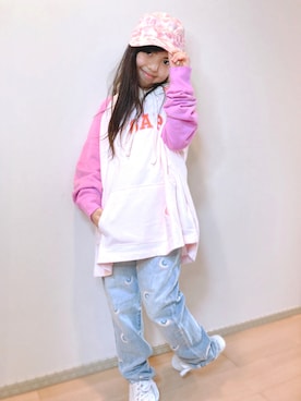 「no brand（ノーブランド）のアイテム（キャップ）」を使った、Kaoさん（キッズ・129cm）の秋コーディネート