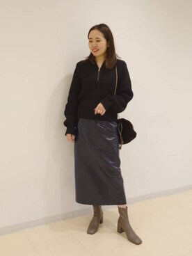 「骨格_ナチュラル」｜座間　オデット エ オディール スタッフさん（レディース・157cm）の秋コーディネート