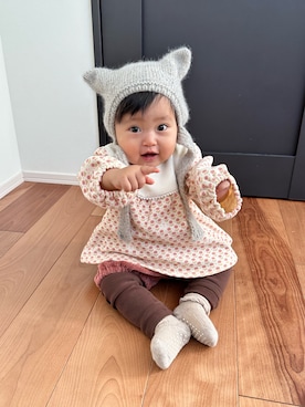 「moimoln（モイモルン）のアイテム（トップス）」を使った、ぽんさん（キッズ・70cm）の冬コーディネート