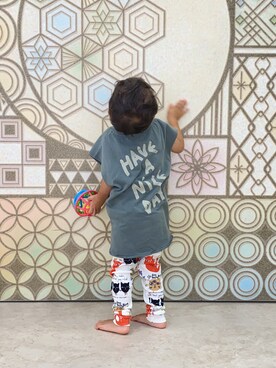 「Mini Rodini（ミニロディーニ）のアイテム」を使った、ぽんさん（キッズ・90cm）の夏コーディネート