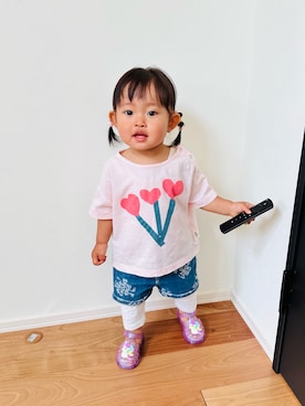 「Wynken（ウィンケン）のWynken / フロントデザインTシャツ（Tシャツ/カットソー、ホワイト系）」を使った、ぽんさんの春コーディネート