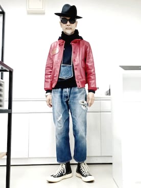 「アイテム（ポーチ、ブルー系）」を使った、2440046さん（メンズ・172cm）の秋コーディネート