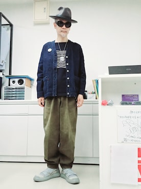 「no brand（ノーブランド）のアイテム（ノーカラージャケット）」を使った、2440046さん（メンズ・172cm）の秋コーディネート