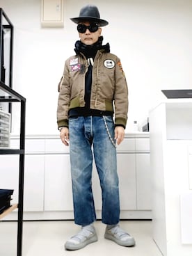 「アイテム（ネックウォーマー/スヌード）」を使った、2440046さん（メンズ・172cm）の秋コーディネート