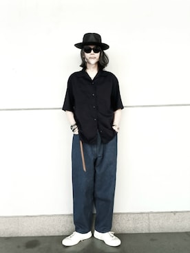 「ESSAY（エッセイ）のセカストで1万円。P-2 JODHPUR DENIM（デニムパンツ）」を使った、2440046さん（メンズ・172cm）の夏コーディネート