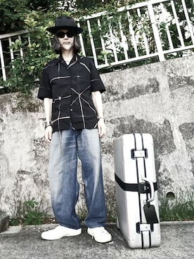 「Graphpaper（グラフペーパー）の『Graphpaper』"Selvage Denim Two Tuck Tapered Pants-DARK FADE-" ¥33,000-(税込) 沖縄のセカストで30000万円（デニムパンツ）」を使った、2440046さん（メンズ・172cm）の夏コーディネート