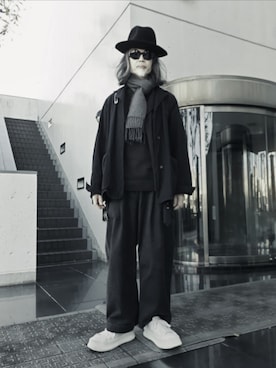 「アイテム（ライダースジャケット）」を使った、2440046さん（メンズ・172cm）の冬コーディネート