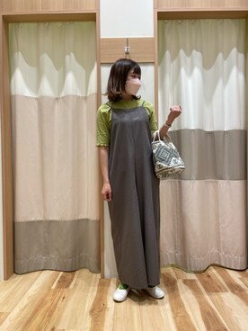 「ピスタチオ」｜「アイテム（オールインワン・サロペット）」を使った、maiさん（レディース・154cm）の春コーディネート