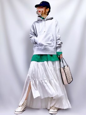 「FRAMeWORK（フレームワーク）のアイテム（パーカー）」を使った、𝕐 𝕌 ℝ 𝕀*さん（レディース・154cm）の冬コーディネート