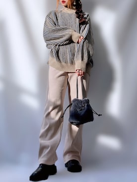 「リブニット」｜「アイテム（その他）」を使った、𝕐 𝕌 ℝ 𝕀*さん（レディース・154cm）の冬コーディネート