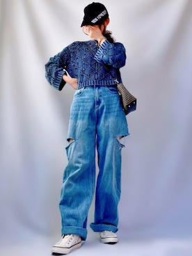 「クロップドトップス」｜「アイテム（その他）」を使った、𝕐 𝕌 ℝ 𝕀*さん（レディース・154cm）の夏コーディネート