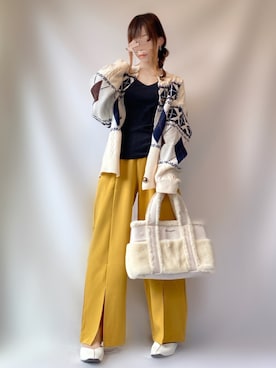 「MERCURYDUO（マーキュリーデュオ）のアイテム（トートバッグ）」を使った、𝕐 𝕌 ℝ 𝕀*さん（レディース・154cm）の秋コーディネート