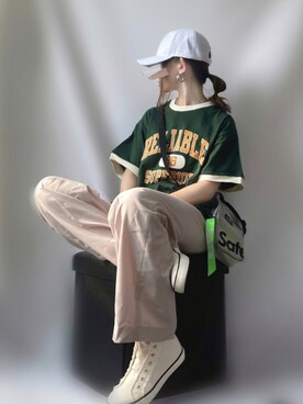 「キャップ女子」｜𝕐 𝕌 ℝ 𝕀*さん（レディース・154cm）の夏コーディネート