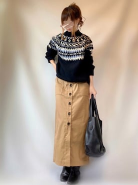 「ロゴトート」｜「アイテム（その他）」を使った、𝕐 𝕌 ℝ 𝕀*さん（レディース・154cm）の秋コーディネート