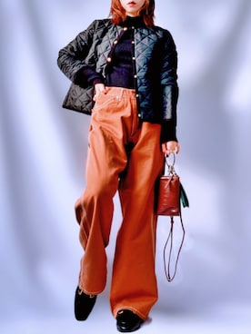 「Lee」｜「アイテム（ノーカラージャケット）」を使った、𝕐 𝕌 ℝ 𝕀*さん（レディース・154cm）の秋コーディネート