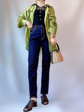 「オーバーシャツ」｜「アイテム（その他）」を使った、𝕐 𝕌 ℝ 𝕀*さん（レディース・154cm）の夏コーディネート
