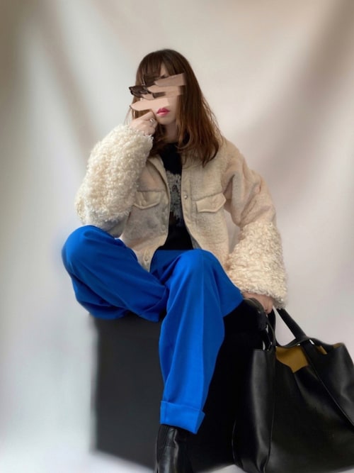 furfur エコファーミックスブルゾン　blue furfur エコファーミックスブルゾン blue furfur エコファー