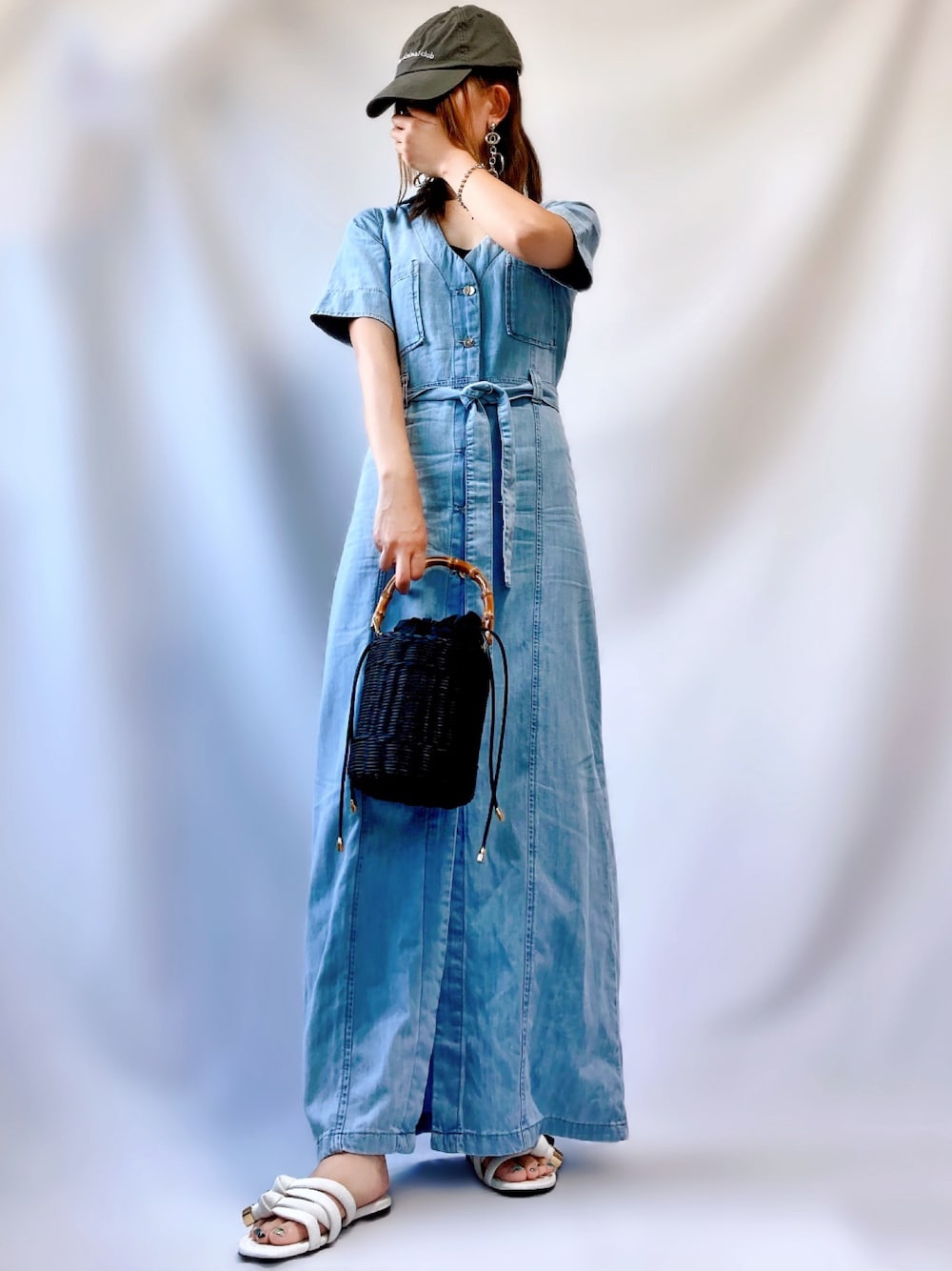 デニム ワンピース 夏 コーデ カジュアル デート 服装 夏にも大活躍 デニムワンピースの着回し👗 157cm @rinachishima