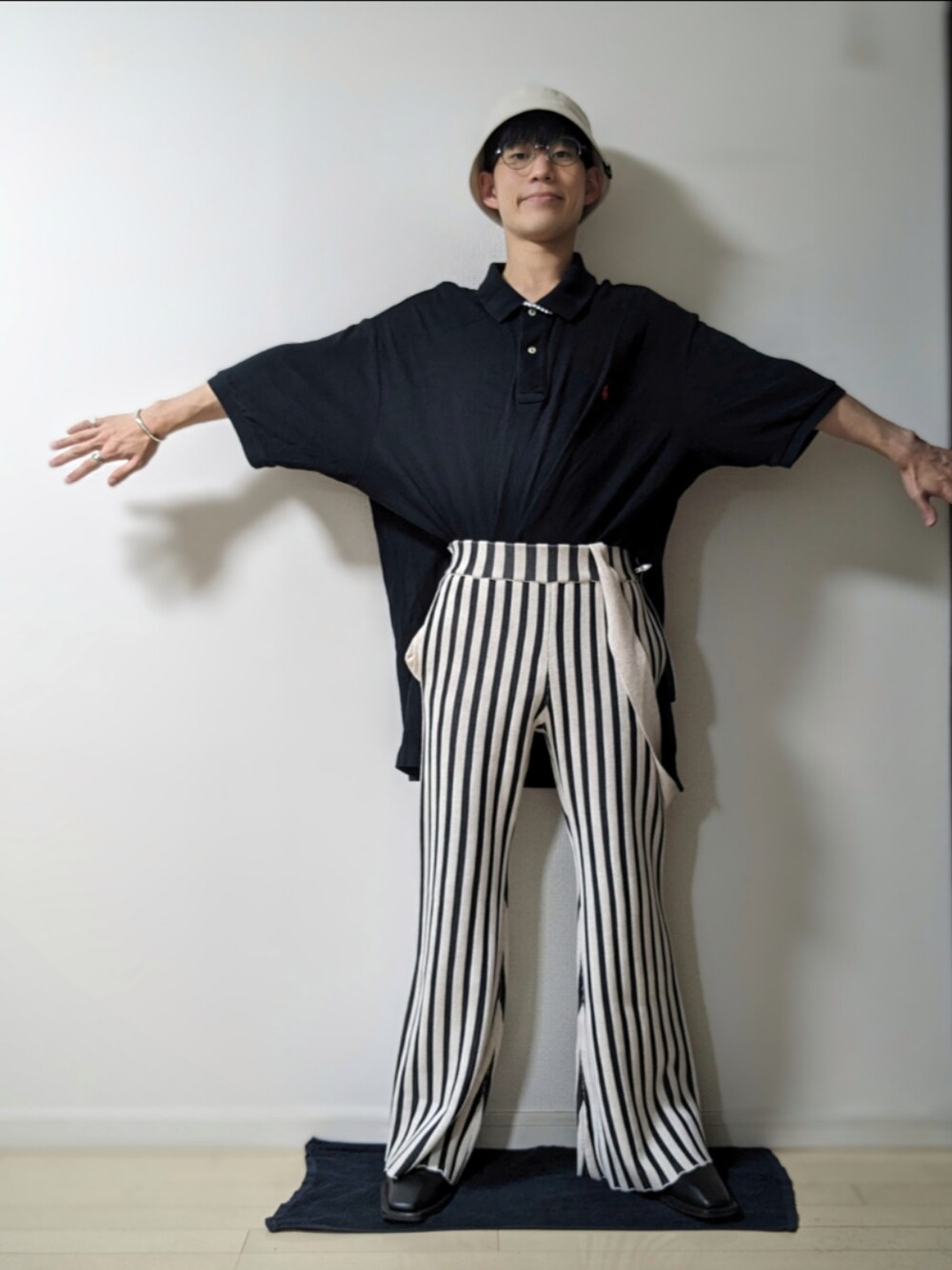 「春コーデ」｜「CA4LAのSAILORMAN CT（ハット、ベージュ系）」を使った、AAaaさん（メンズ・168cm）の夏コーディネートの1枚目の写真