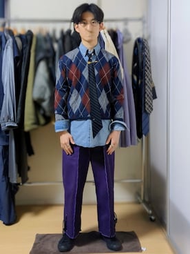 「アイテム（ネクタイピン）」を使った、AAaaさん（メンズ・168cm）の秋コーディネート
