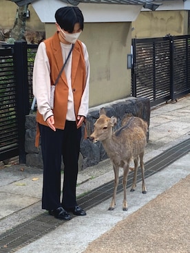 「ジレ」｜「アイテム（スリッポン）」を使った、ゆうたさん（メンズ・171cm）の秋コーディネート