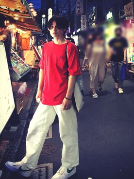 「赤×白」｜amupanmanさん（メンズ・164cm）の夏コーディネート