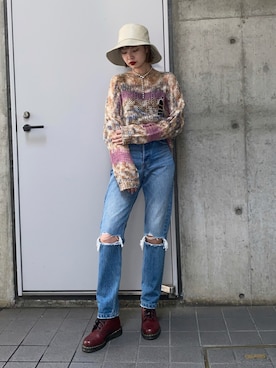 「Dr. Martens（ドクターマーチン）のDr.ﾏｰﾁﾝ　1460　8ホール（ブーツ）」を使った、cameronさん（レディース・167cm）の夏コーディネート