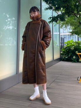 「jouetie（ジュエティ）のアイテム（ムートンコート）」を使った、cameronさん（レディース・167cm）の秋コーディネート