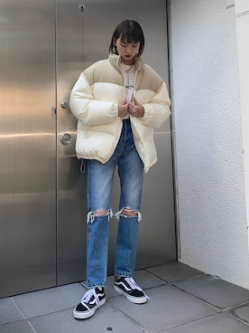 「jouetie（ジュエティ）のアイテム（ダウンジャケット/コート）」を使った、cameronさん（レディース・167cm）の秋コーディネート