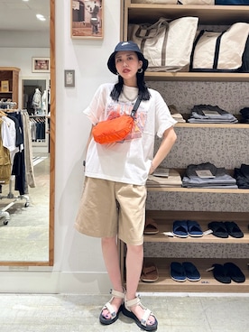 「coen」｜「アイテム（帽子）」を使った、わかめさん（レディース・169cm）の夏コーディネート