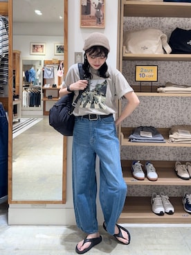 「coen」｜「アイテム（ニットキャップ/ビーニー）」を使った、わかめさん（レディース・169cm）の夏コーディネート