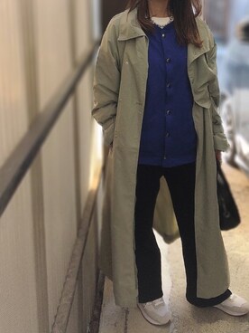 「DISCOAT（ディスコート）のアイテム（トレンチコート）」を使った、りんさん（レディース・158cm）の春コーディネート