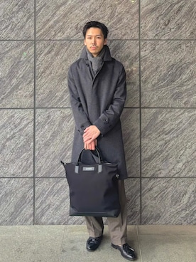 「SHIPS」｜「アイテム（ステンカラーコート）」を使った、一谷さん（メンズ・174cm）の秋コーディネート