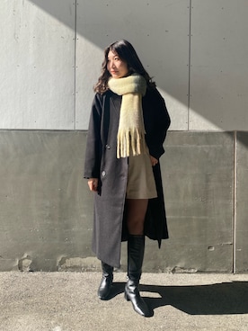 「GRL」｜「アイテム（チェスターコート）」を使った、Tsudaさん（レディース・167cm）の冬コーディネート