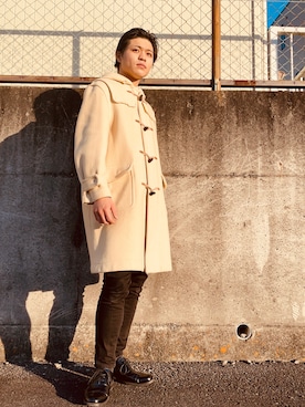 「GU（ジーユー）のアイテム（ダッフルコート）」を使った、たーさん（メンズ・178cm）の冬コーディネート