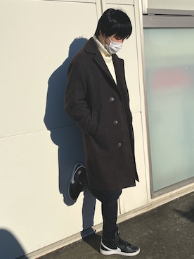 「niko and...（ニコアンド）のアイテム（チェスターコート）」を使った、たーさん（メンズ・178cm）の冬コーディネート