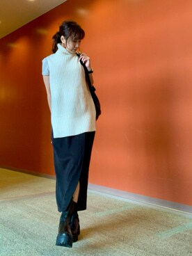「H&M（エイチ・アンド・エム）のアイテム（ベスト）」を使った、kaorinさん（レディース・160cm）の冬コーディネート