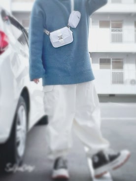 「アイテム（カーゴパンツ、ホワイト系）」を使った、NeL【ネル】さん（メンズ・168cm）の冬コーディネート