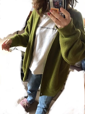 「GLOBAL WORK（グローバルワーク）のアイテム（Tシャツ/カットソー、ホワイト系）」を使った、HIYO221さん（レディース・162cm）の春コーディネート