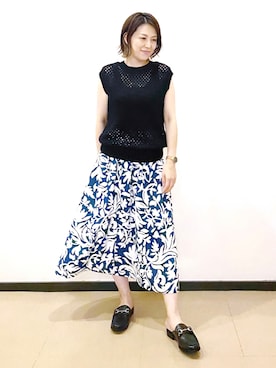 「インディヴィ」｜「アイテム（ベスト）」を使った、eriさん（レディース・160cm）の夏コーディネート