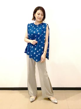 「スリットパンツ」｜「アイテム（その他）」を使った、eriさん（レディース・160cm）の夏コーディネート